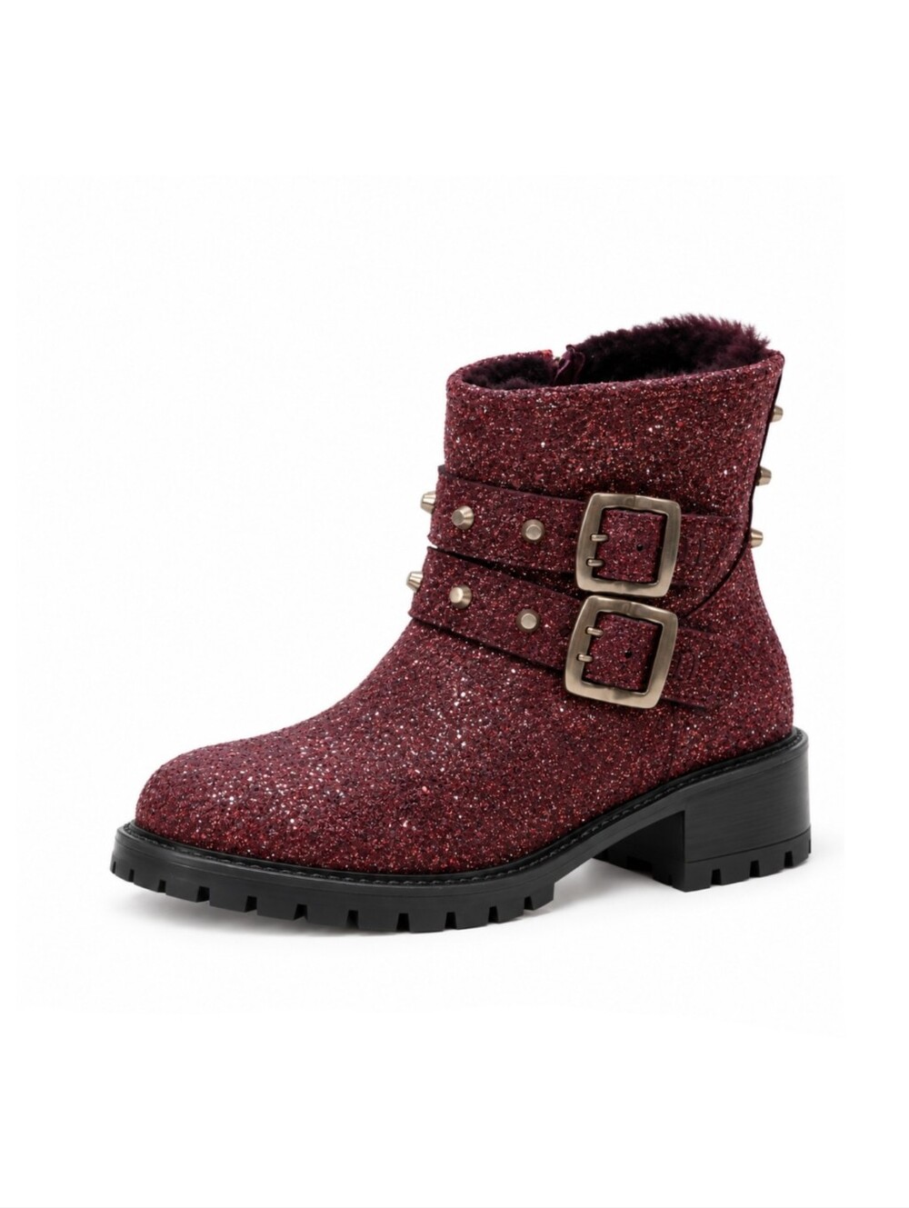 Ross & Snow Stefana SP Genuine Shearling Lined Weatherproof Booties in Wine Red